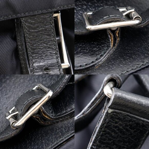 Gucci 019.2058.0173.5 Nylon Canvas And Leather Black Backpack Daypack